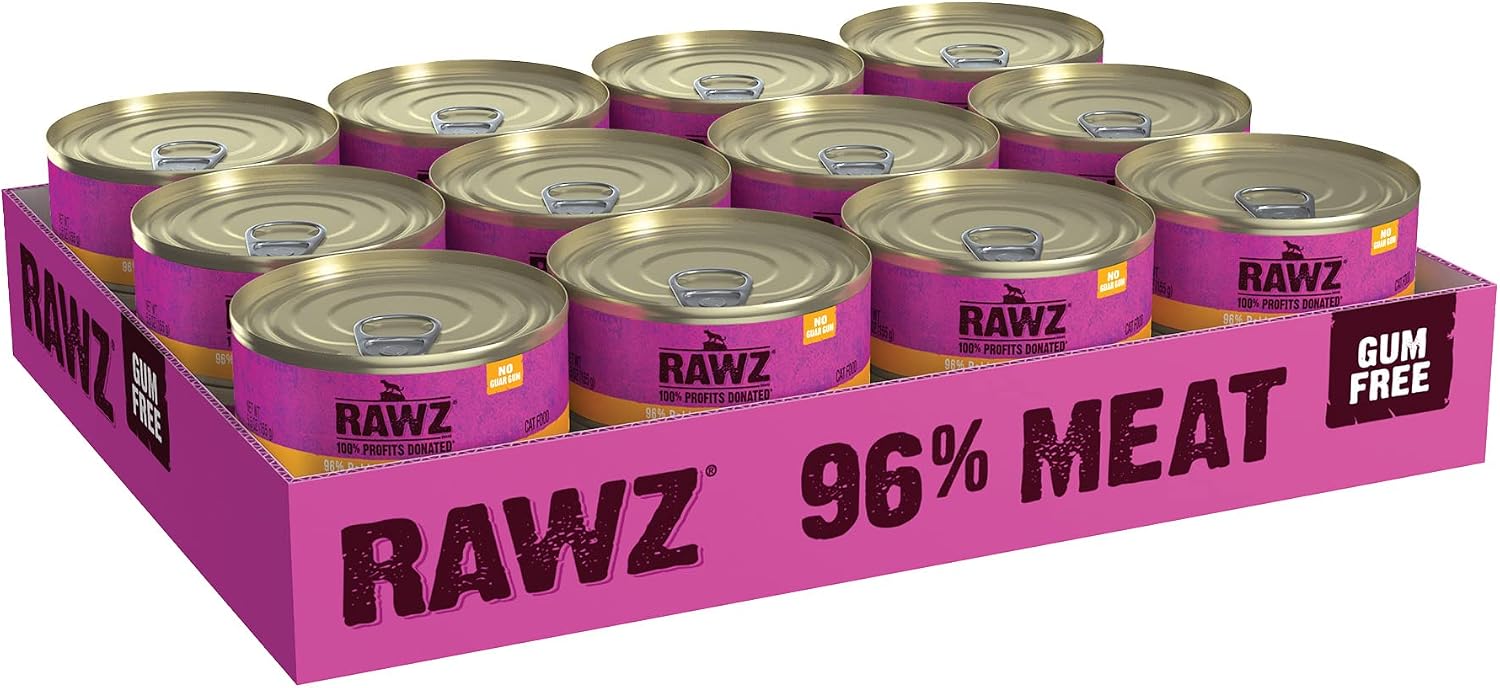 Rawz Natural Premium Pate Canned Cat Wet Food - Made with Real Meat Ingredients No BPA or Gums - 5.5oz Cans 24 Count (Rabbit & Pumpkin)