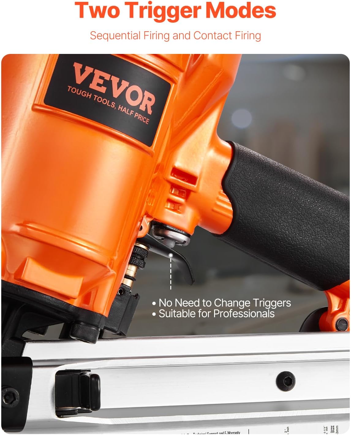 VEVOR Framing Nailer, 2' to 3-1/2' 21 Degree Full Round Head Pneumatic Framing Nailer with Dual Trigger Modes & Tool-Less Depth Adjustment, 80-120PSI Pro Air Nail Gun for Framing Flooring Decking
