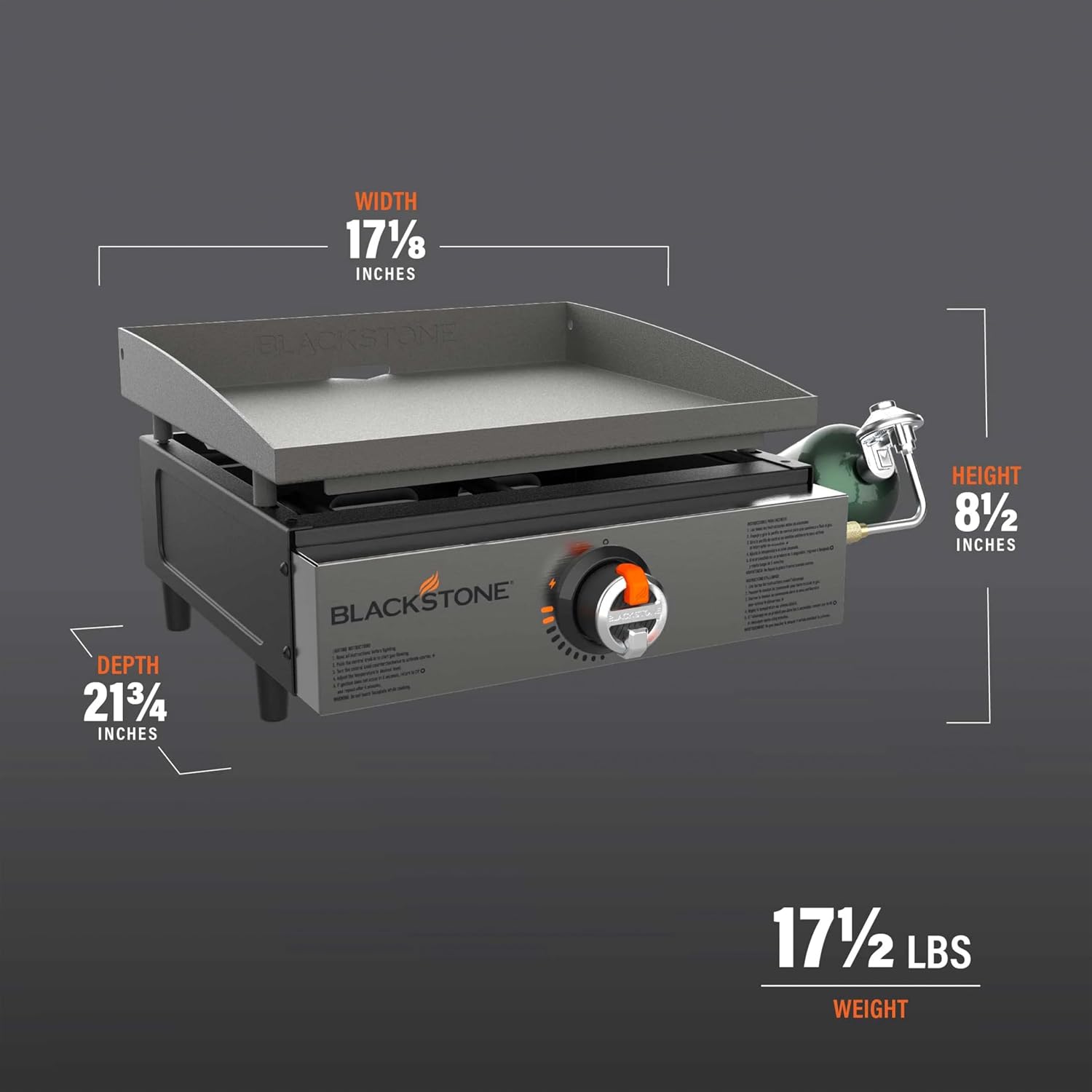 Blackstone 17 Inch Portable Tabletop Griddle 2142 With Stainless Steel Front for Camping and Tailgating, Griddle Accessories, Seasoning, and Gloves