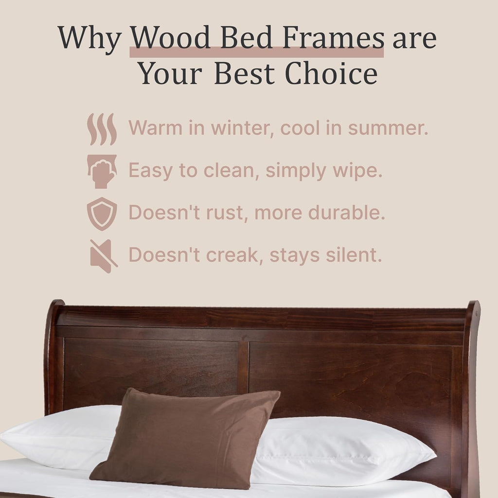 Furniture of America Louis Philippe Traditional Solid Wood 3 Piece Bedroom Set, Queen Bed Frame and Nightstands Set of 2, Sleigh Design Bedframe with Headboard and Footboard, Box Spring Needed, Cherry