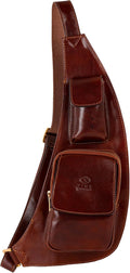 Time Resistance Leather Sling Bag - Crossbody Bag - Messenger Bag for Men and Women - Handmade Shoulder Bag Backpack