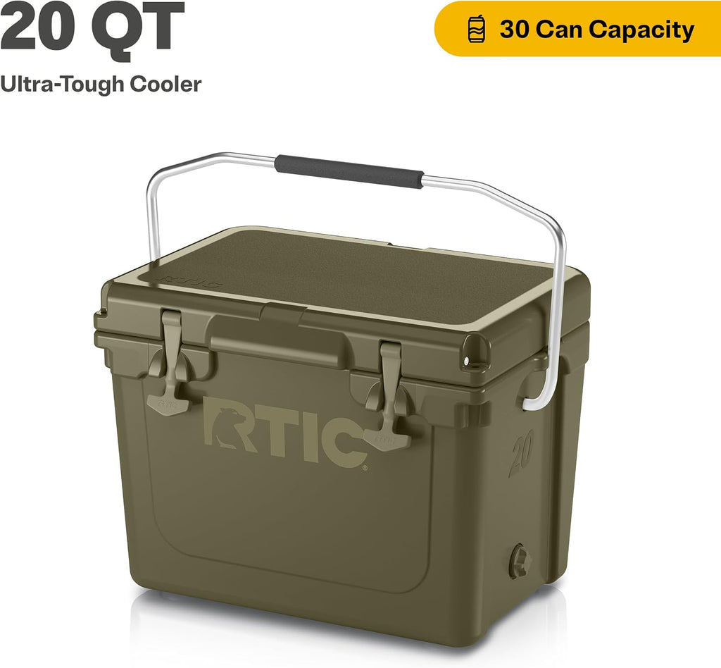RTIC Ultra-Tough Cooler, Hard Insulated Ice Chest Box for Beach, Drink, Beverage, Camping, Picnic, Fishing, Boat, Barbecue