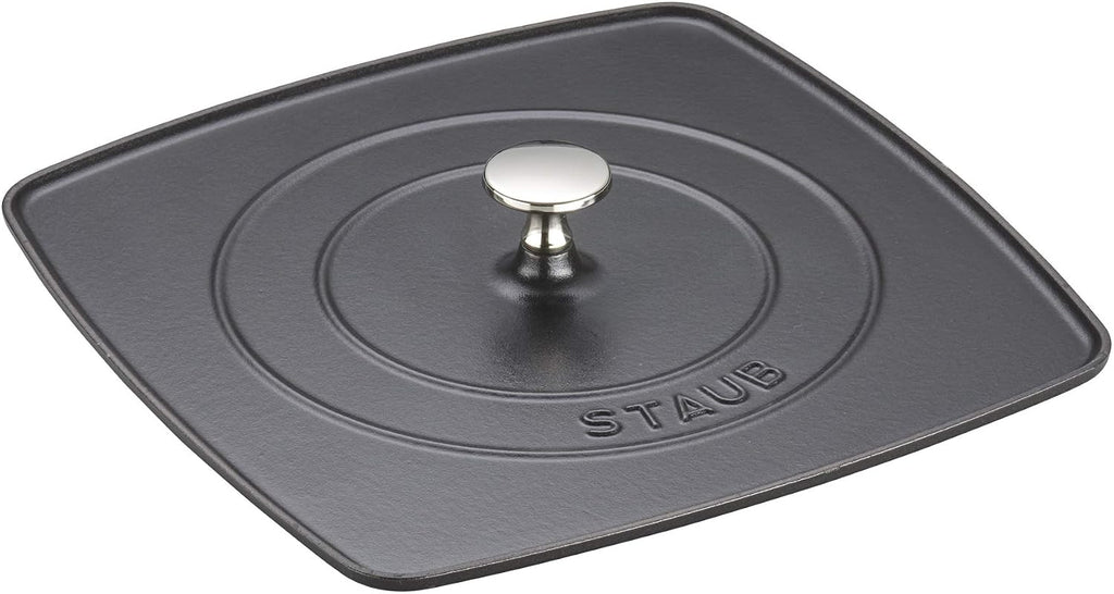 Staub Cast Iron 10.3-inch Square Grill Press - Matte Black (Fits 12-inch Grill Pan)