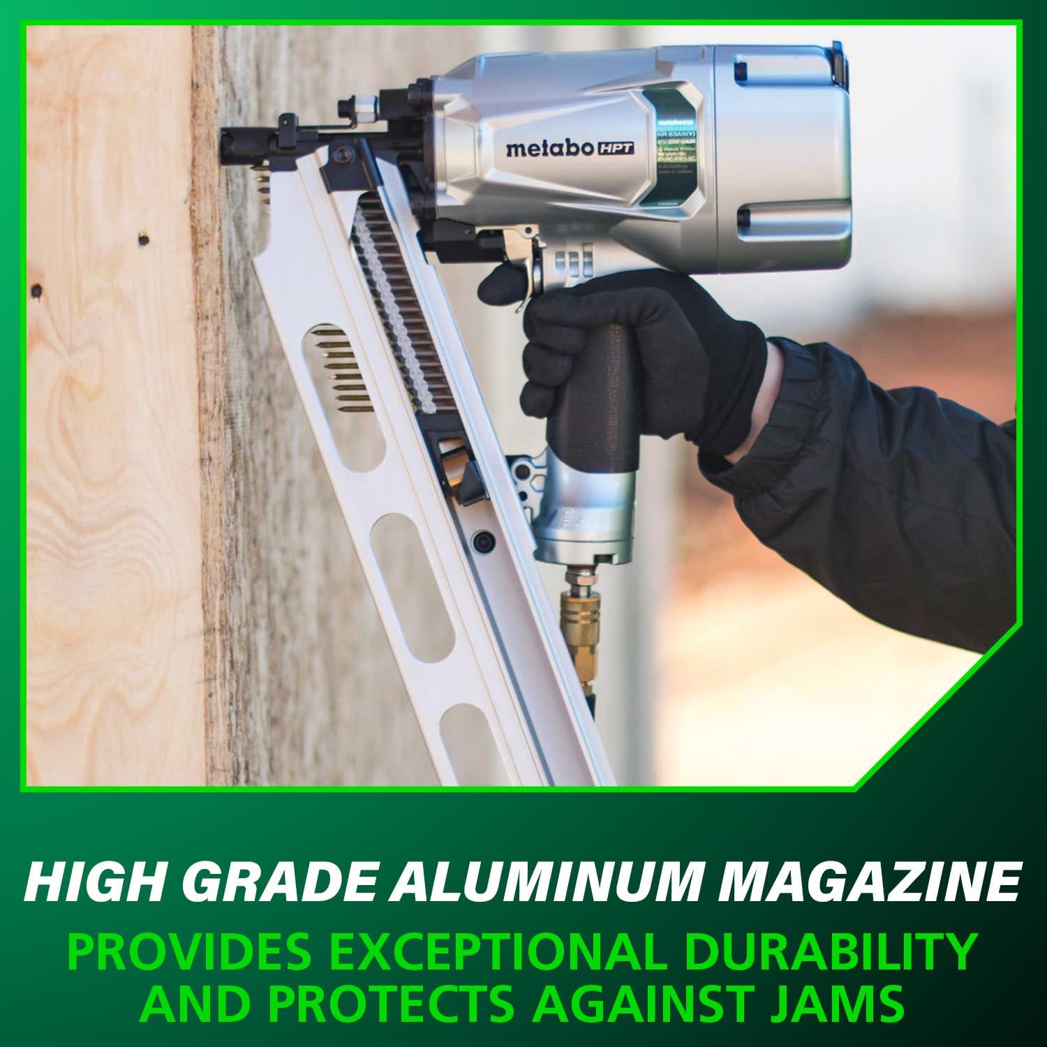 Metabo HPT Framing Nailer | High Grade Aluminum Magazine | Tool-less Depth Adjustment | Pneumatic | Framing Nails 2-Inch to 3-1/4-Inch | Rafter Hook | NR83A5(Y)