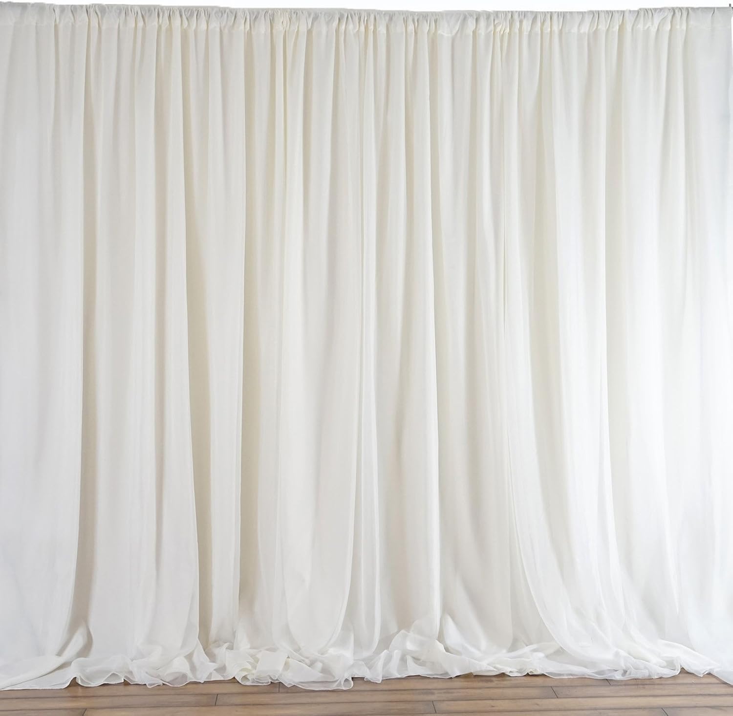 BalsaCircle 20 ft x 10 ft Ivory Chiffon Fabric Backdrop Drapes Curtain - Wedding Decorations Photo Booth Reception Photography Party Supplies
