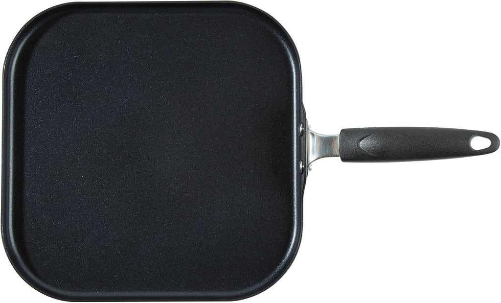 Restaurantware Nonstick Griddle Pan - 10 Count 11 x 11 Inch Aluminum Nonstick Frying Griddle With Bakelite Handle - Square Frying Pan With Even Heating - Black Cooking Surface For Home Kitchens