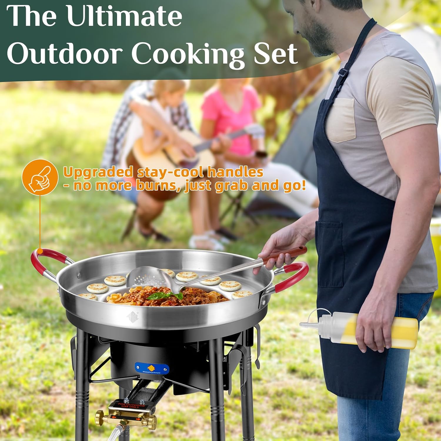 23' Concave Comal w/100,000BTU Propane Grill Burner Set, Discada disc Outdoor Cooker, Stainless Steel Griddle Fryer Cookware Set, Disco Para Cocinar, Tacos Stir Fry Wok, Paella Burner and Stand Set