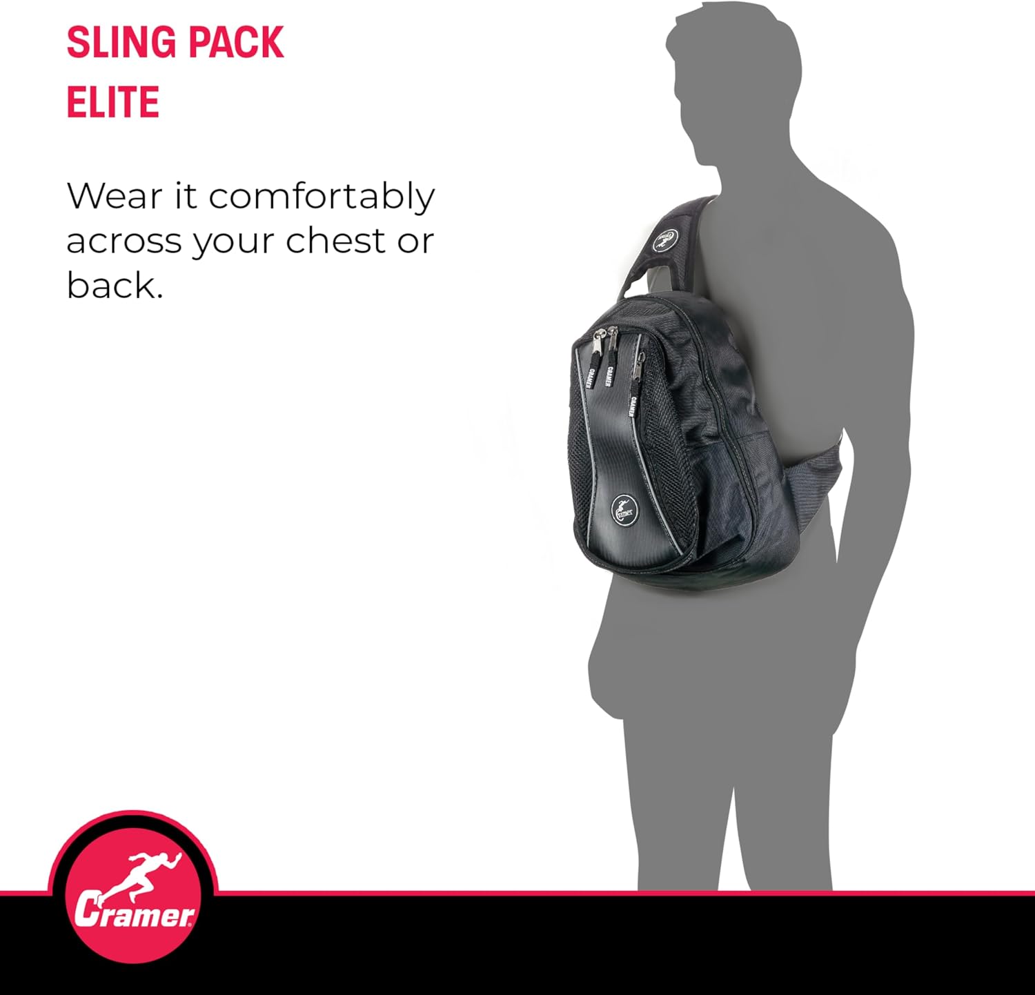 Cramer Sling Pack Elite, Small Athletic Trainer Bag for Carrying Supplies, Cross Body Travel Bag for for Trainers, Single Strap Organizing Backpack with Ample Storage and Easy Access