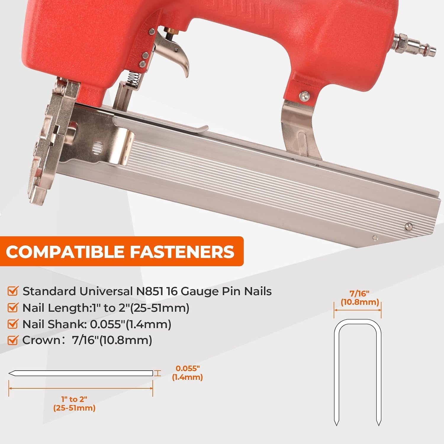 Doppy Pneumatic Nail Gun, 2 in 1 Brad Nailer Staple Gun Fires N851 16 Gauge 7/16-Inch Medium Crown 1-Inch to 2-Inch Nails Staples for Carpentry, DIY, Woodworking