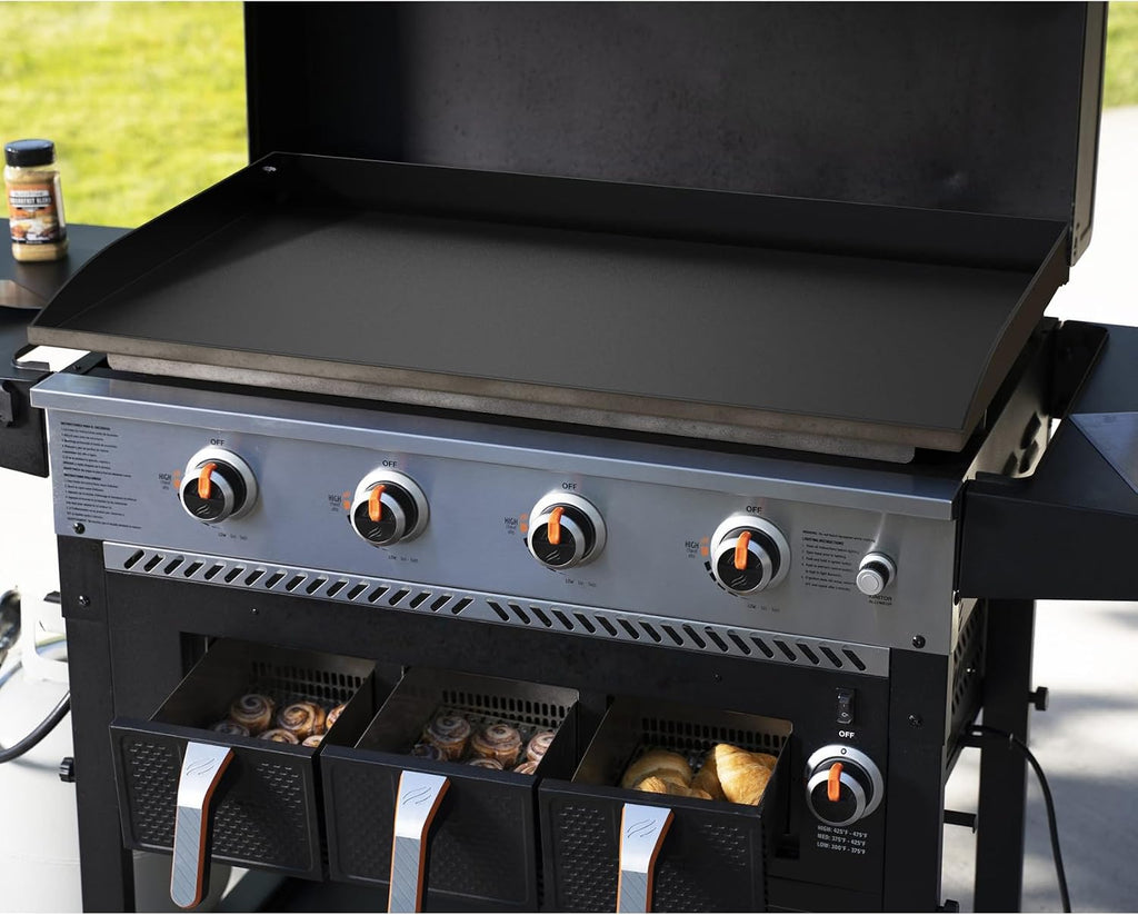 Stanbroil 36 Inch Flat Top Griddle Replacement Top for Blackstone 36' 4-Burner Gas Grill Cooking Station, Ceramic Coated Steel Griddle Top Replacement with Rear Grease System, Black
