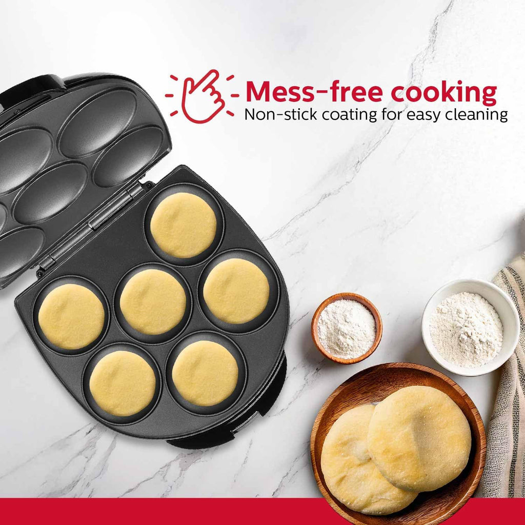 Holstein Housewares Non-Stick 6-Section Multi-Food Maker - Arepas,Mini Pancakes,Corncakes and More - Black,12 Inch,(Pack of 6)