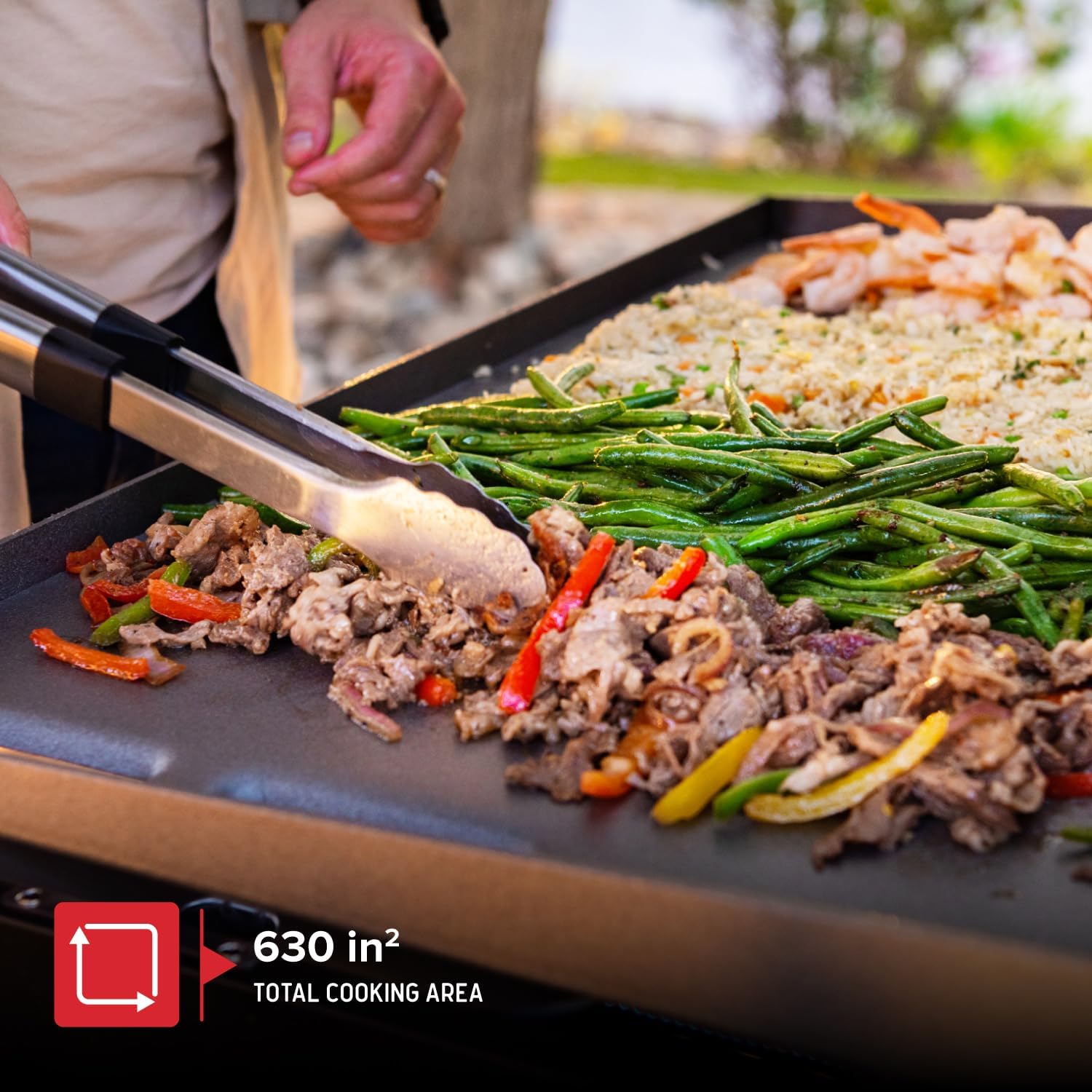 Nexgrill Daytona 3-Burner Propane Gas Griddle with Side Tables, 45000 BTUs Flat Top Grill, 630 SQ. in. Hot Rolled Steel Cooking Space, Outdoor Cooking Barbeque, Black - 720-1057B