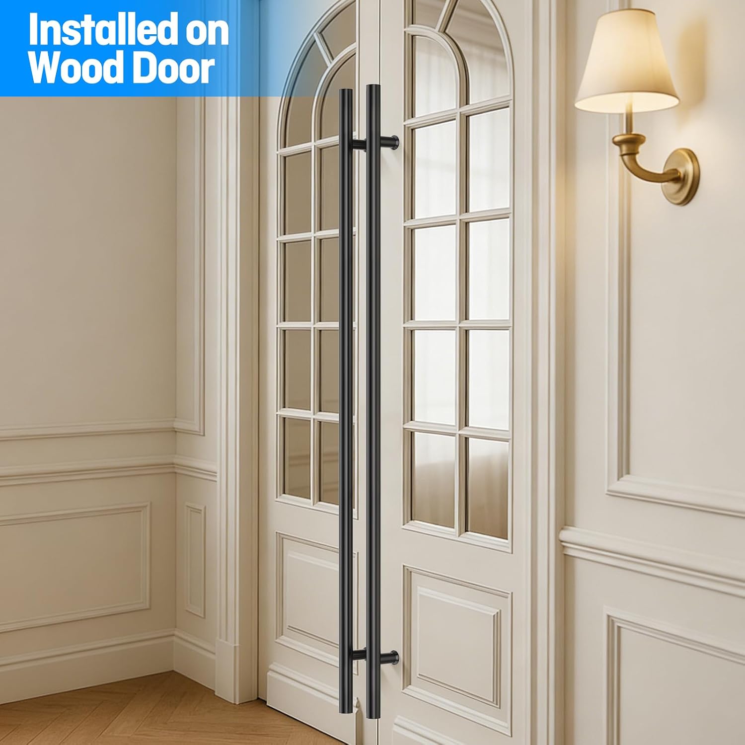 Ranbo 71' Overall Length Anti-Fingerprint Matte Black Back-to-Back Door Pull Handle,59-1/16'(1500mm) Hole Spacing,1.2 mm 304 Stainless Steel for Glass,Entry,Commercial and Storefront Door