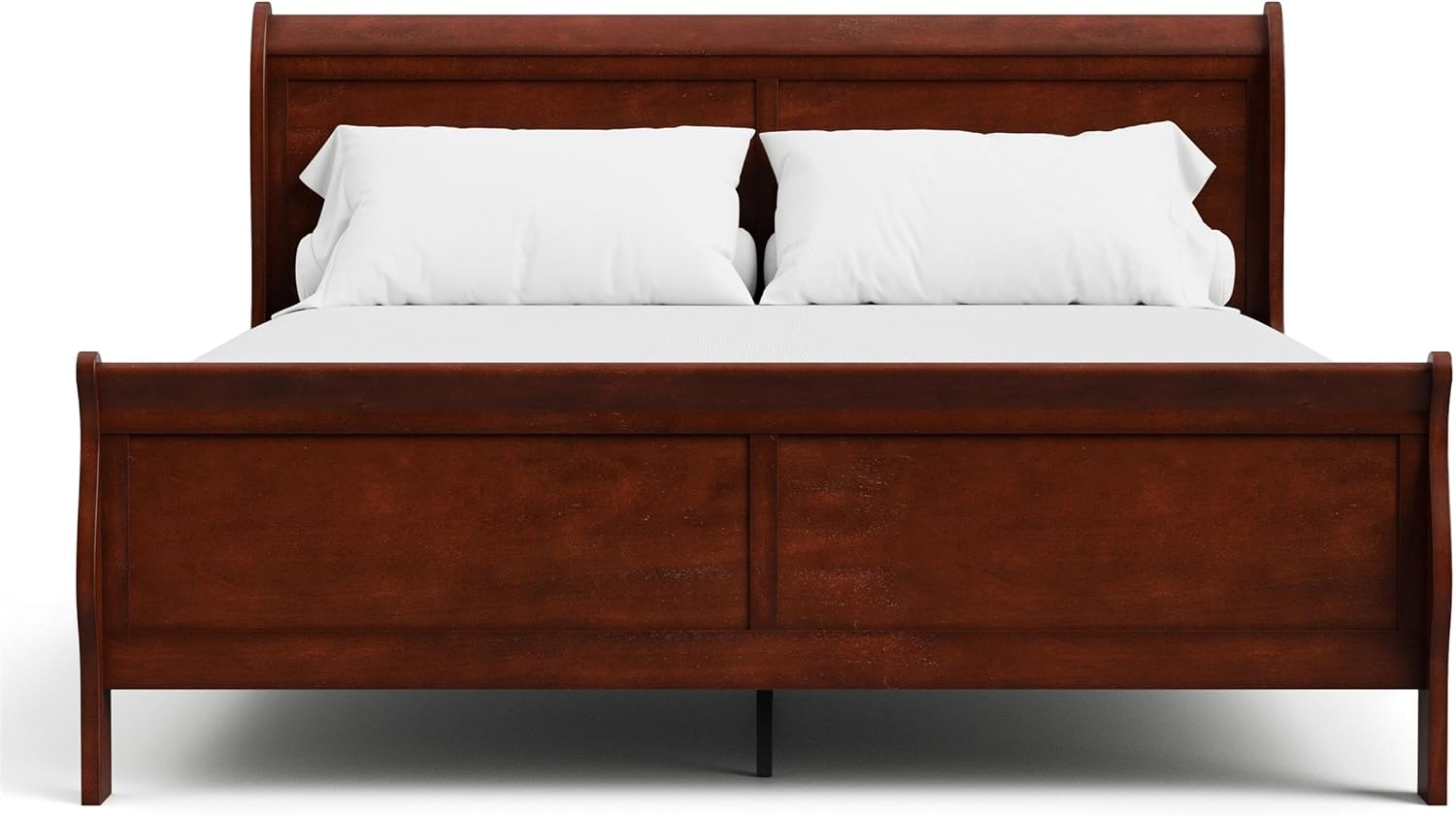 Furniture of America Arabella Traditional Solid Wood 3 Piece Bedroom Set, King Bed Frame, Nightstand, and Chest, Chic Sleigh Design Bedframe with Headboard and Footboard, Box Spring Needed, Cherry
