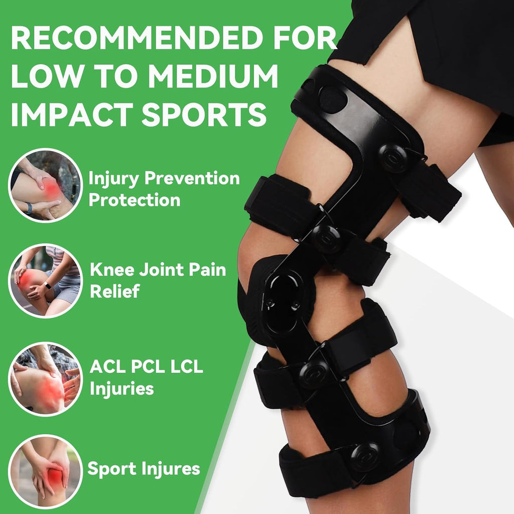 Orthomen Functional ACL Knee Brace, for Meniscus Ligament Sports Injuries, Adjustable Comfortline Hinged ROM Orthopedic Knee Orthosis for Meniscus Tear Knee Protection fit Men & Women(S-Left)