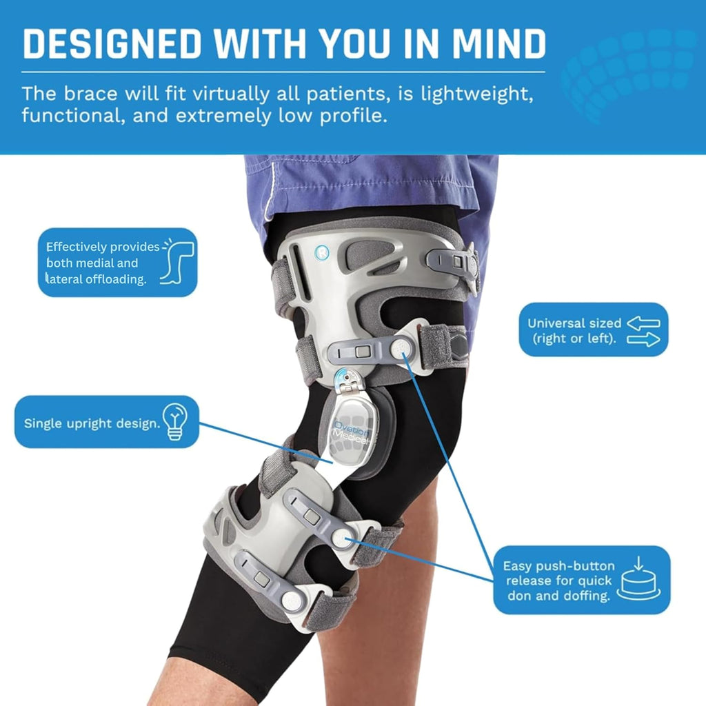 Ovation Medical Game Changer Unloader Knee Brace with Undersleeve - Lightweight OA Support for Arthritis & Pain Relief - Low Profile Design for Comfort Fit (Small/Medium, Left)