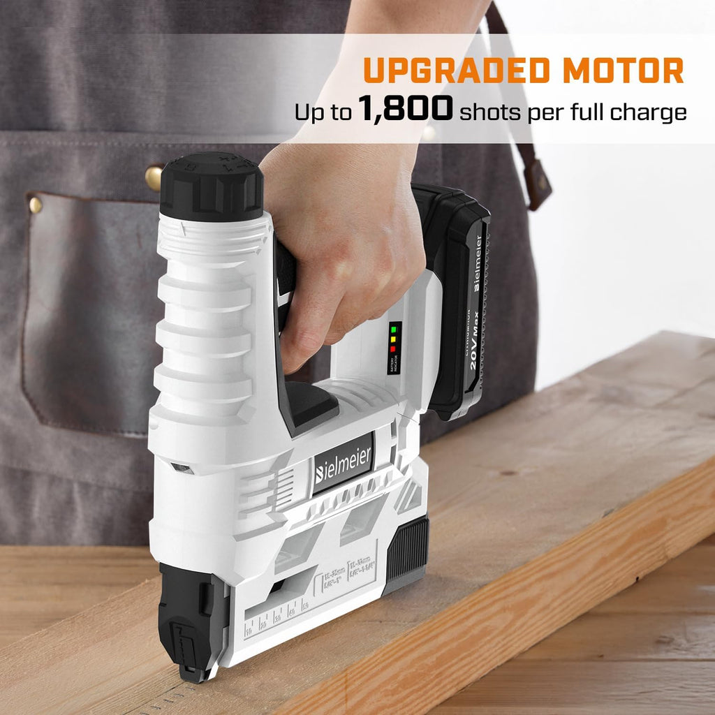 BIELMEIER 20V Nail Gun Battery Powered, 18 Gauge 2-in-1 Cordless Brad Nailer Stapler for Carpentry and Upholstery, Upgraded Electric Staple Gun Includes 2.0Ah Battery, Charger, 1600 Nails and Staples