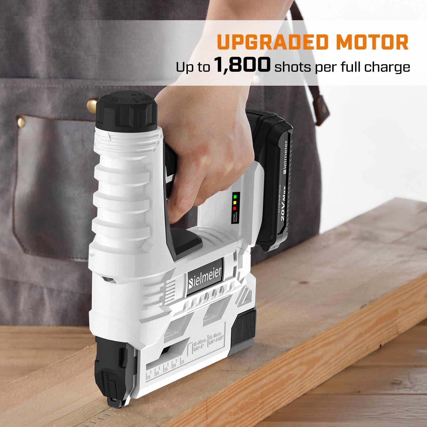 BIELMEIER 20V Nail Gun Battery Powered, 18 Gauge 2-in-1 Cordless Brad Nailer Stapler for Carpentry and Upholstery, Upgraded Electric Staple Gun Includes 2.0Ah Battery, Charger, 1600 Nails and Staples