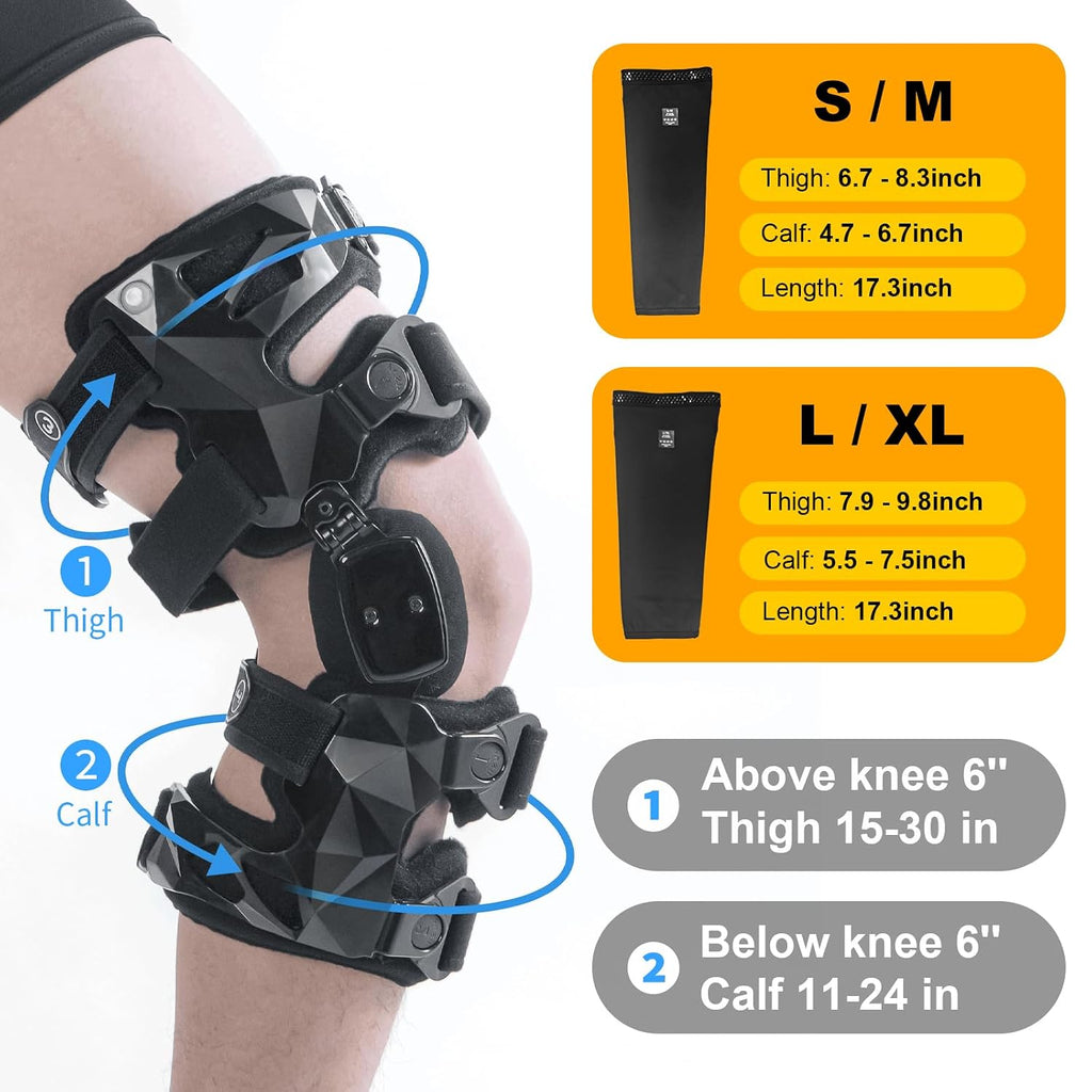 OA Unloader Knee Brace with Sleeves and Anti-Strap for Osteoarthritis, Load Rheumatoid Arthritis, Bone on Bone Offloader, Cartilage Repair, Degeneration, Lateral knee Brace Lattice Black R
