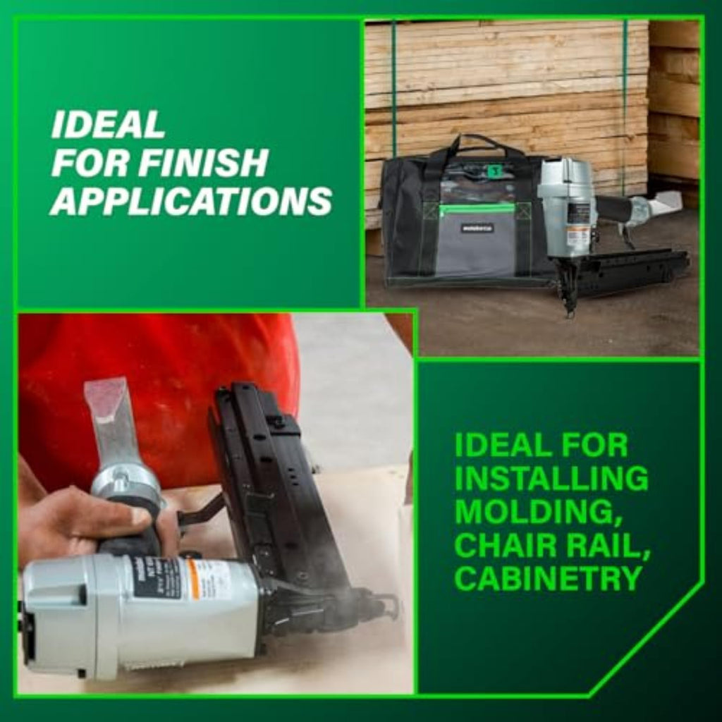 Metabo HPT Pro Finish Nailer, Pro-Preferred Pneumatic Power Nailers for Finish Applications, High Grade Aluminium Magazine, 16 Gauge, 1-1/2' to 2-1/2' Straight Nails, NT65A5