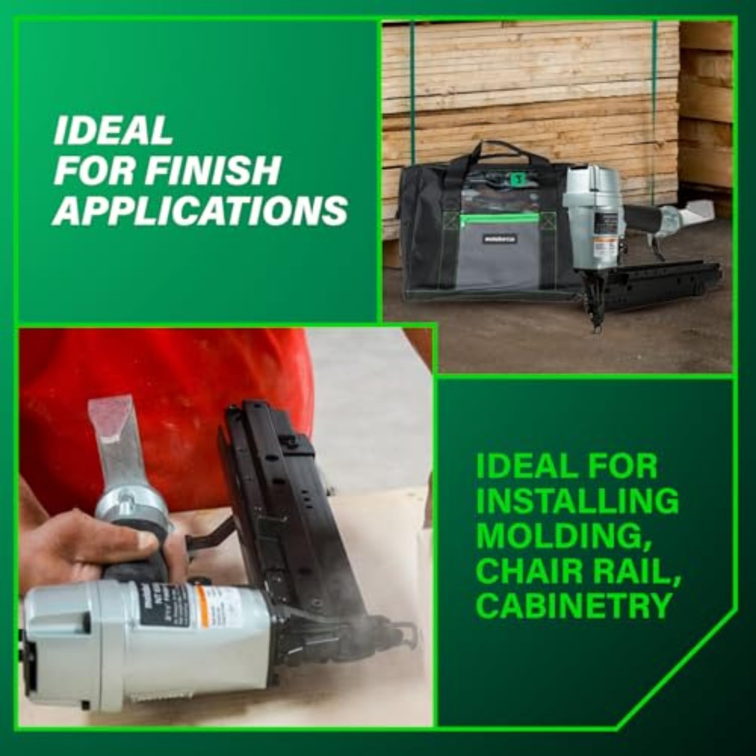 Metabo HPT Pro Finish Nailer, Pro-Preferred Pneumatic Power Nailers for Finish Applications, High Grade Aluminium Magazine, 16 Gauge, 1-1/2' to 2-1/2' Straight Nails, NT65A5