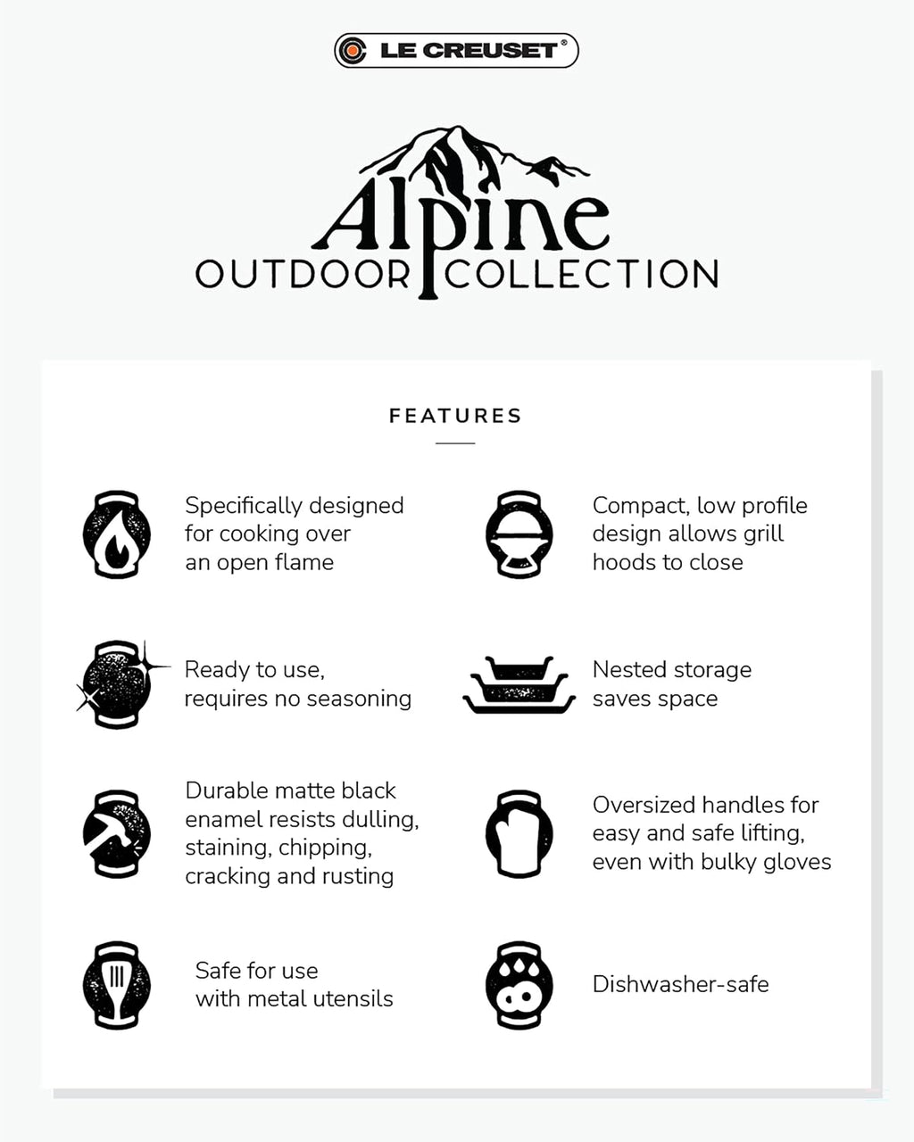 Le Creuset Alpine Outdoor Collection Enameled Cast Iron Round Dutch Oven, 4.25 qt.