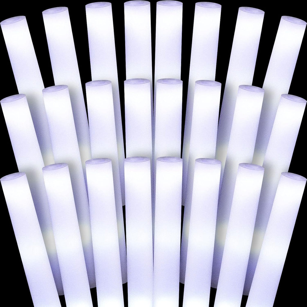 Liliful 150 Pcs LED Foam Sticks Bulk White Light up Sticks Flashing Glow Baton Wands Themed Party Set, Glow in the Dark Party Supplies for Wedding, Raves,Concert,Birthday,Sporting Events