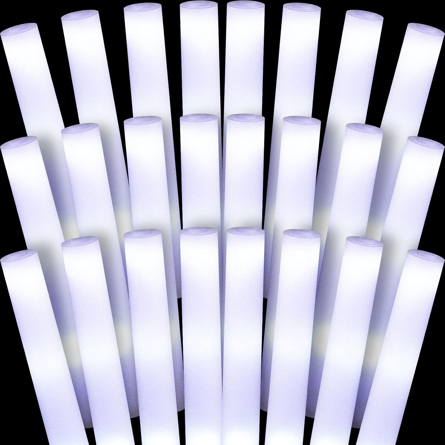 Liliful 200 Pcs LED Foam Sticks Bulk White Light up Sticks Flashing Glow Baton Wands Themed Party Set, Glow in the Dark Party Supplies for Wedding, Raves,Concert,Birthday,Sporting Events
