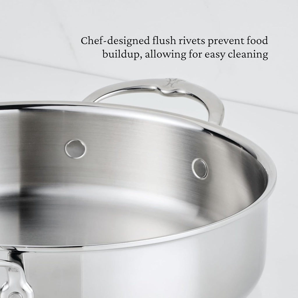Hestan ProBond Luxe 3.5-Quart Sauteuse Braiser with Lid, Professional Clad Stainless Steel, ProCore Tri-Ply Clad Construction, Polished Exterior, Induction & Oven Safe