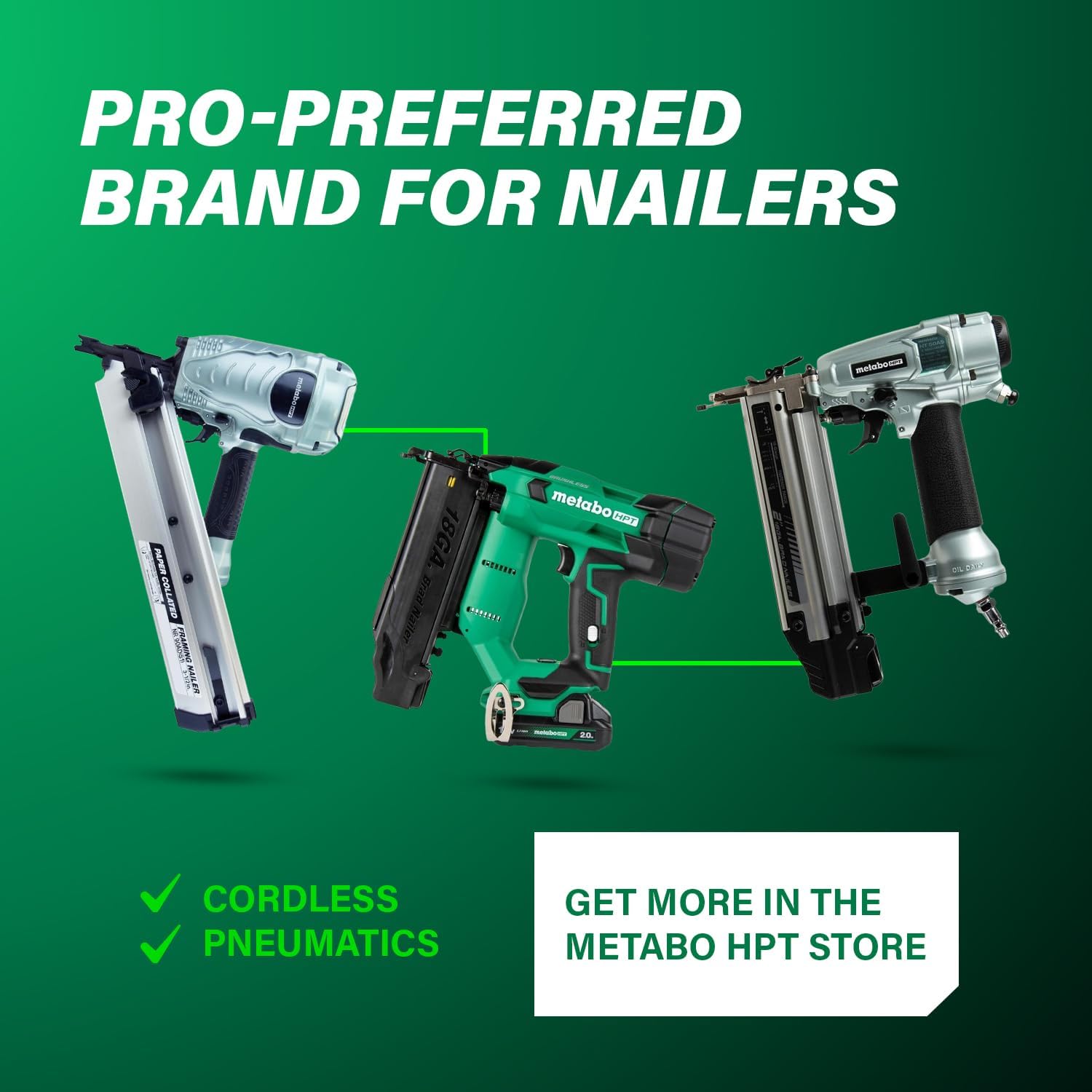 Metabo HPT Framing Nailer, Pro-Preferred Pneumatic Power Nailer & Framing Tool for Flooring, Roof Decking, Selectable Trigger & Rafter Hook, 21° 2' to 3-1/4' Plastic Collated Nails, NR83A5
