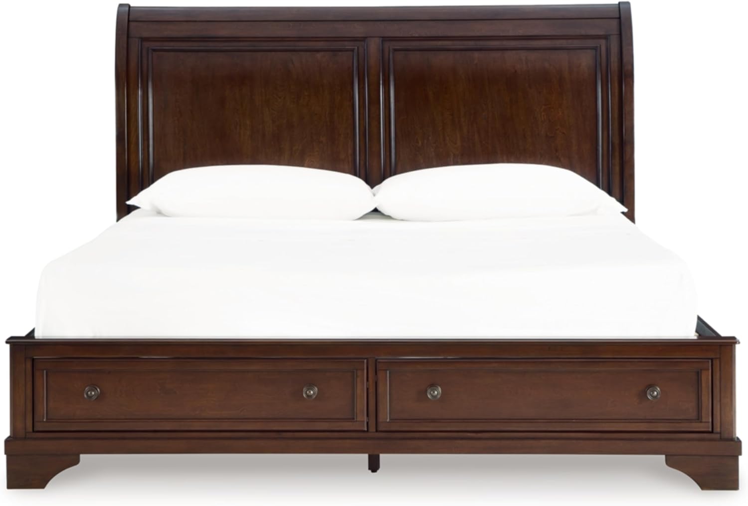 Signature Design by Ashley Trellington Traditional King Sleigh Storage Bed, Foundation or Box Spring Not Needed, Dark Brown