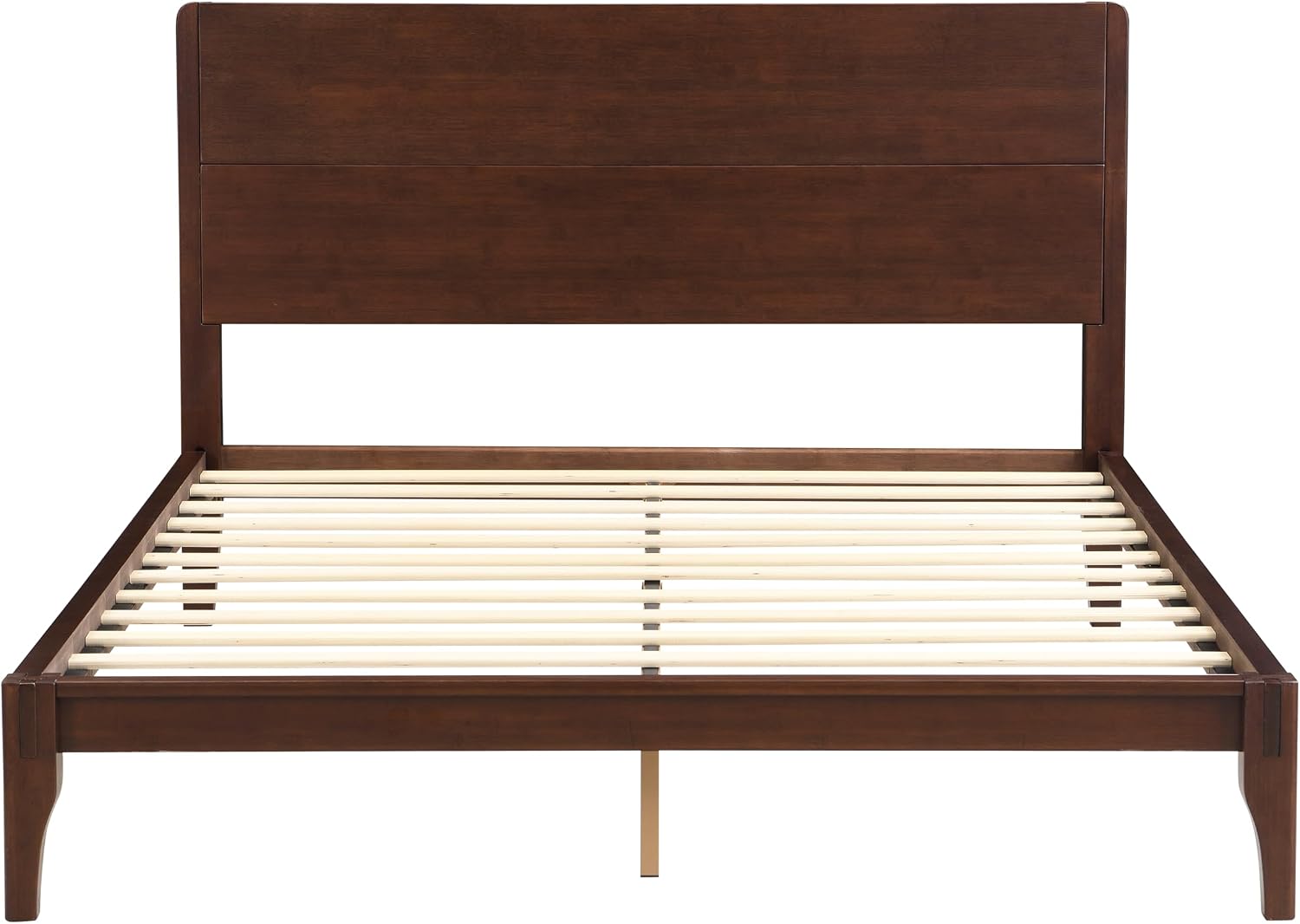 Merax Queen Size Bamboo Platform Bed, Mid-Century Modern Bed Frame with Tall Headboard, Solid Sustainable Bedframe Queen-Size, Wood Slat Support, No Box Spring Needed, Easy Assembly, Espresso