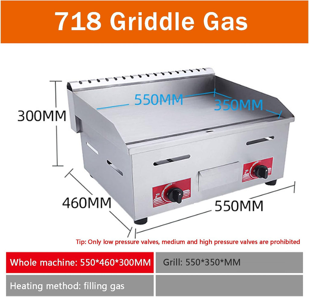 Stainless Steel Gas Burner Tabletop Gas BBQ, Portable Table Ttop Grill, Large Non-Stick Steel Griddle, Teppanyaki Cooking Plate, for Outdoor Catering, Easily Transported,718A (718)