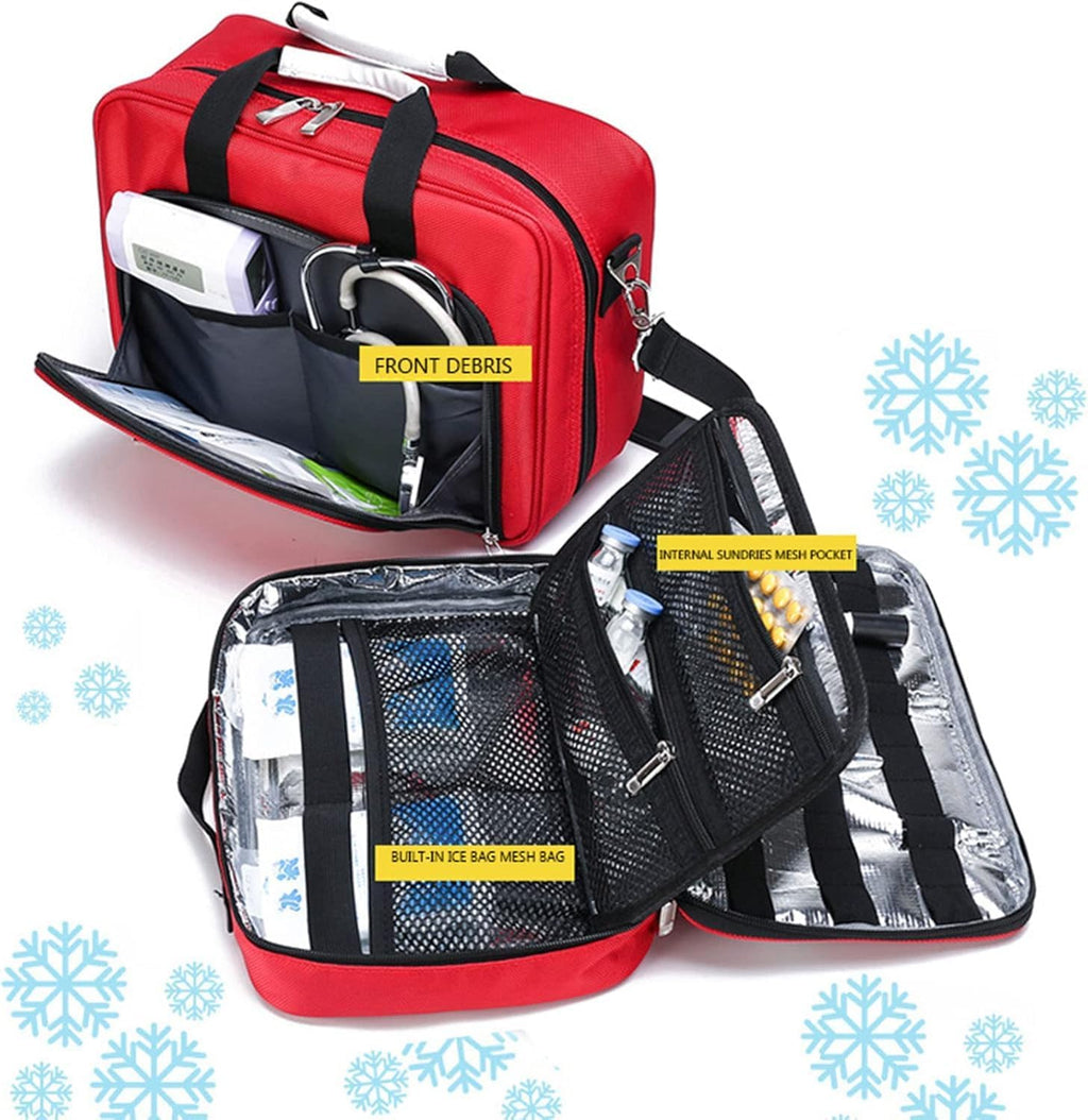 IOCCIOBB Professional Empty First Responder Bag Emergency Shoulder Bag Empty, Trauma First Aid Kits Storage Bag with Handle for Home, Office, and Outdoor Adventures(Navy Blue)