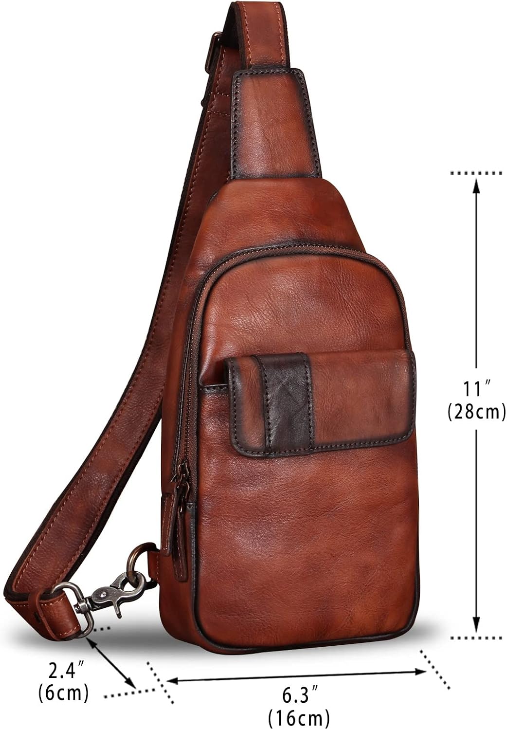 Genuine Leather Sling Bag - Vintage Sling Backpack for Men & Women - Fashion Shoulder & Crossbody Bag