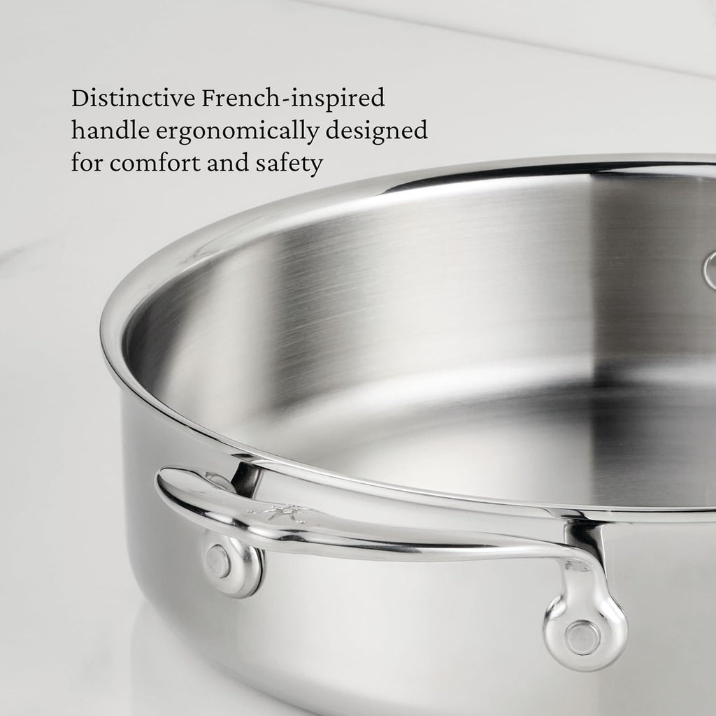 Hestan ProBond Luxe 3.5-Quart Sauteuse Braiser with Lid, Professional Clad Stainless Steel, ProCore Tri-Ply Clad Construction, Polished Exterior, Induction & Oven Safe
