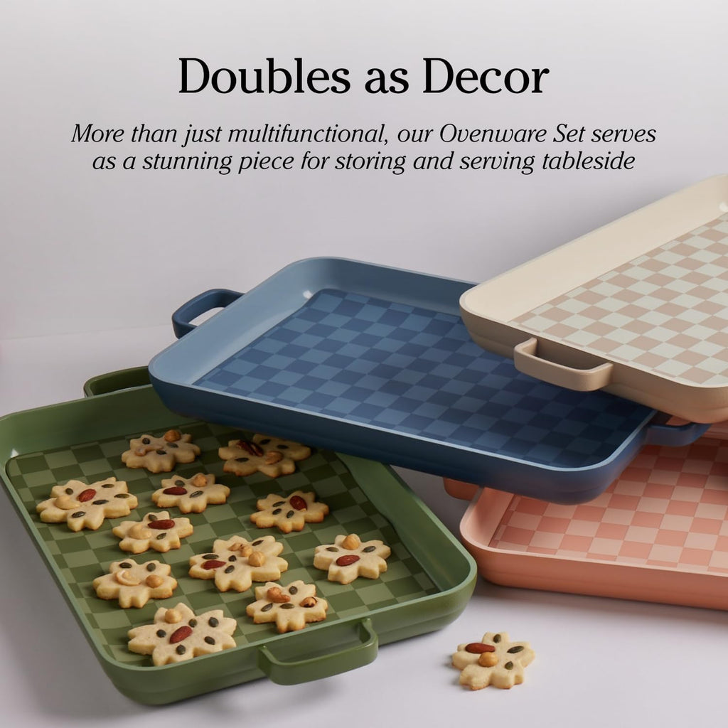 Our Place Bakeware Set | 5-Piece Ceramic Bakeware Collection with Stovetop-to-Oven Griddle Pan | PFAS-Free Non-Toxic Nonstick Pans, Oven Mat & Baking Dishes | Char