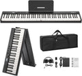 Home Digital Pianos, 88-Key Full-Size Semi-Weighted Folding Keyboard Piano, Portable Digital Piano with Headphones, Sustain Pedal, Power Adapter & Travel Case for Beginners and Adults