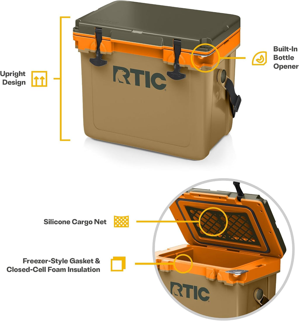 RTIC Ultra-Light Hard Cooler Insulated Portable Ice Chest Box for Drink, Beverage, Beach, Camping, Picnic, Fishing, Boat, Barbecue, 30% Lighter Than Rotomolded Coolers