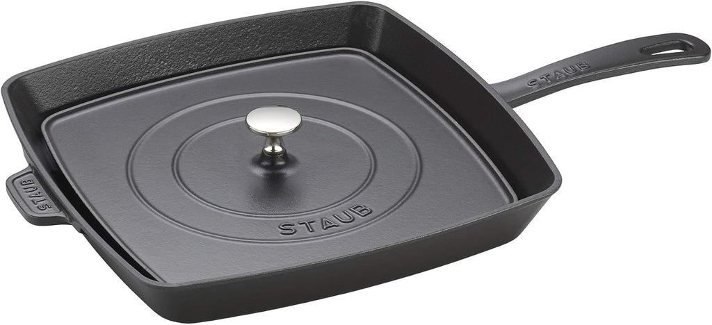 Staub Cast Iron 10.3-inch Square Grill Press - Matte Black (Fits 12-inch Grill Pan)