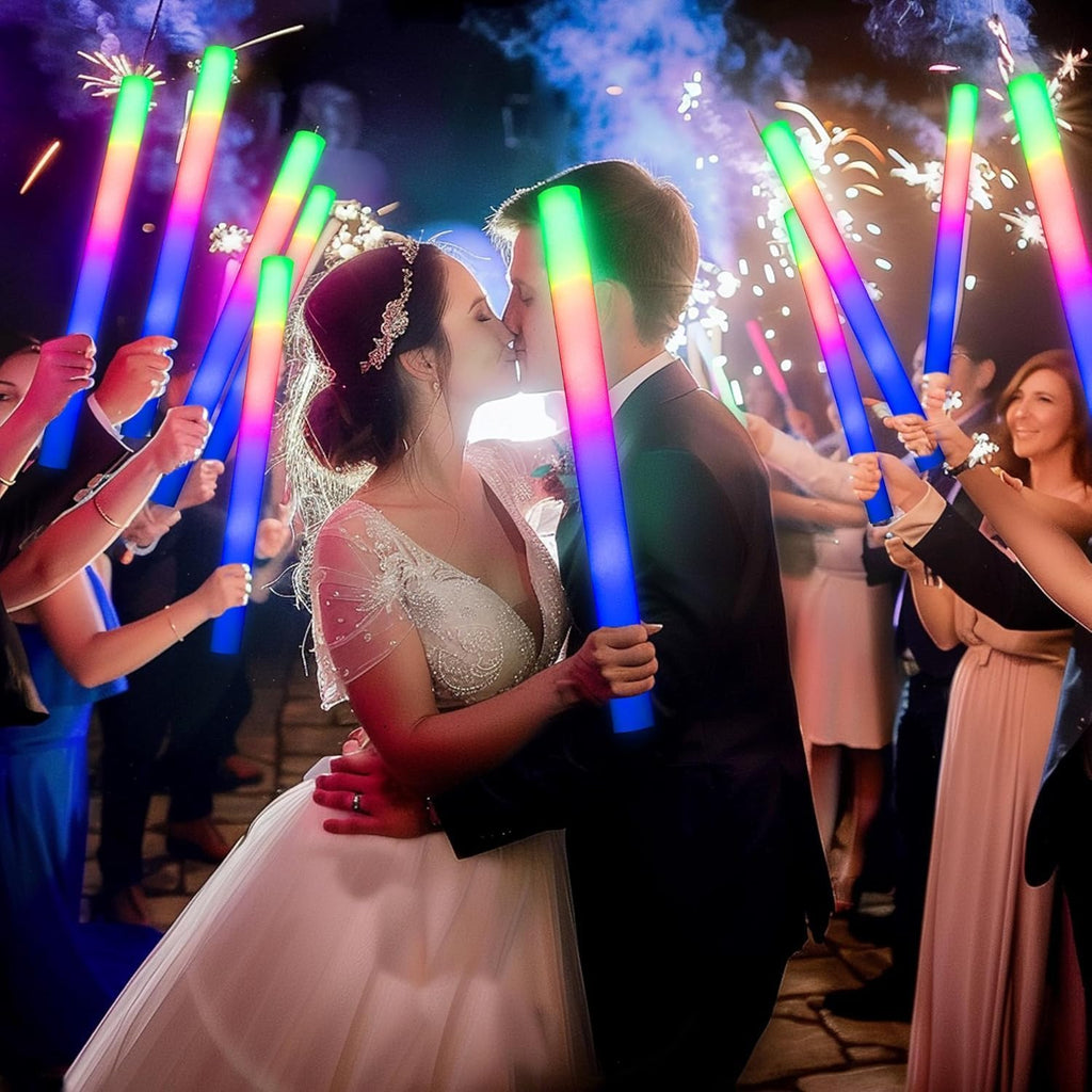 216-Pack Foam Sticks Bulk – Our Premium LED Foam Light Up Sticks Are Perfect as Wedding Glow Sticks for Reception, Parties, and Club Events! Ideal as Light-Up Party Favors, Reception Supplies.