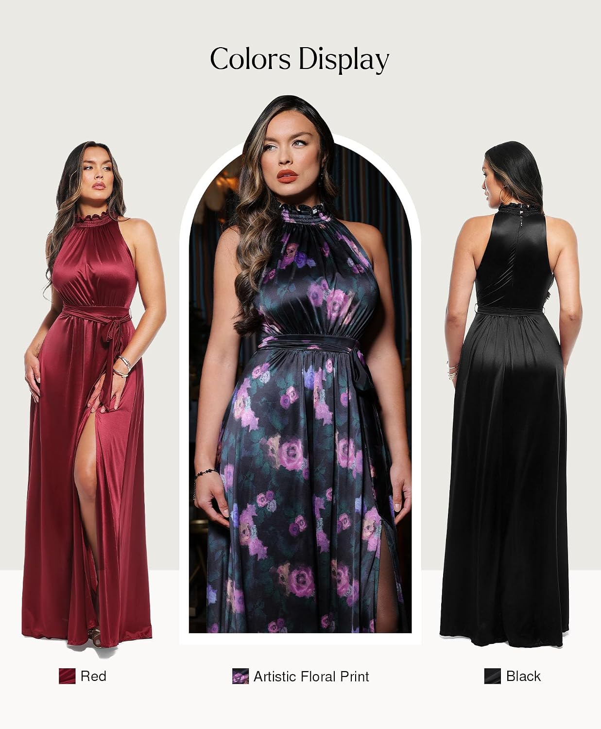 Popilush Wedding Guest Dress Formal Dresses for Women Shapewear Bodycon Fall Long Halter Cocktail Maxi Dress