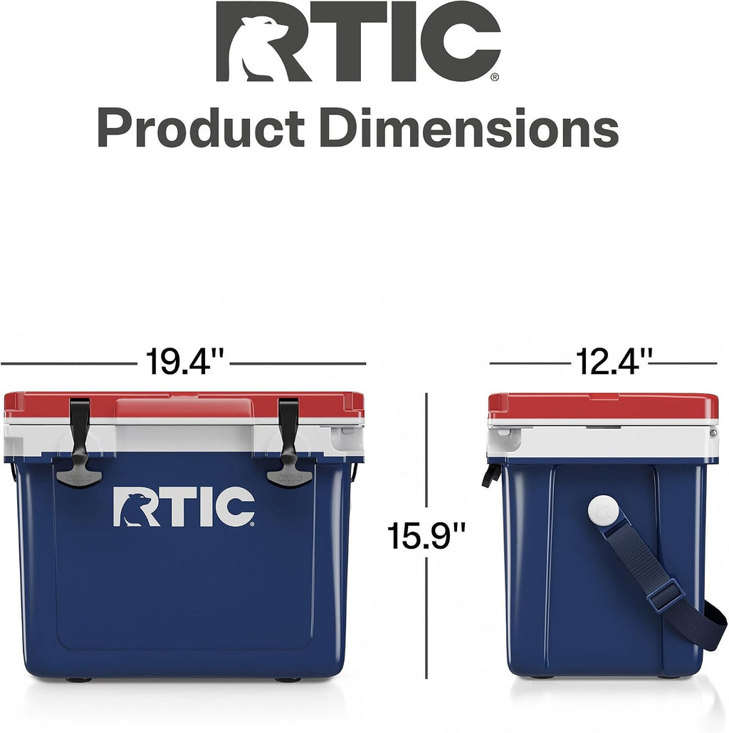 RTIC Ultra-Light Hard Cooler Insulated Portable Ice Chest Box for Drink, Beverage, Beach, Camping, Picnic, Fishing, Boat, Barbecue, 30% Lighter Than Rotomolded Coolers