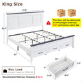 ACCOHOHO Farmhouse King Size Bed Frame with 52' Tall Headboard, Wood Platform Bedframe with Footboard and Storage Drawers, No Squeak, No Box Spring Needed, Off White