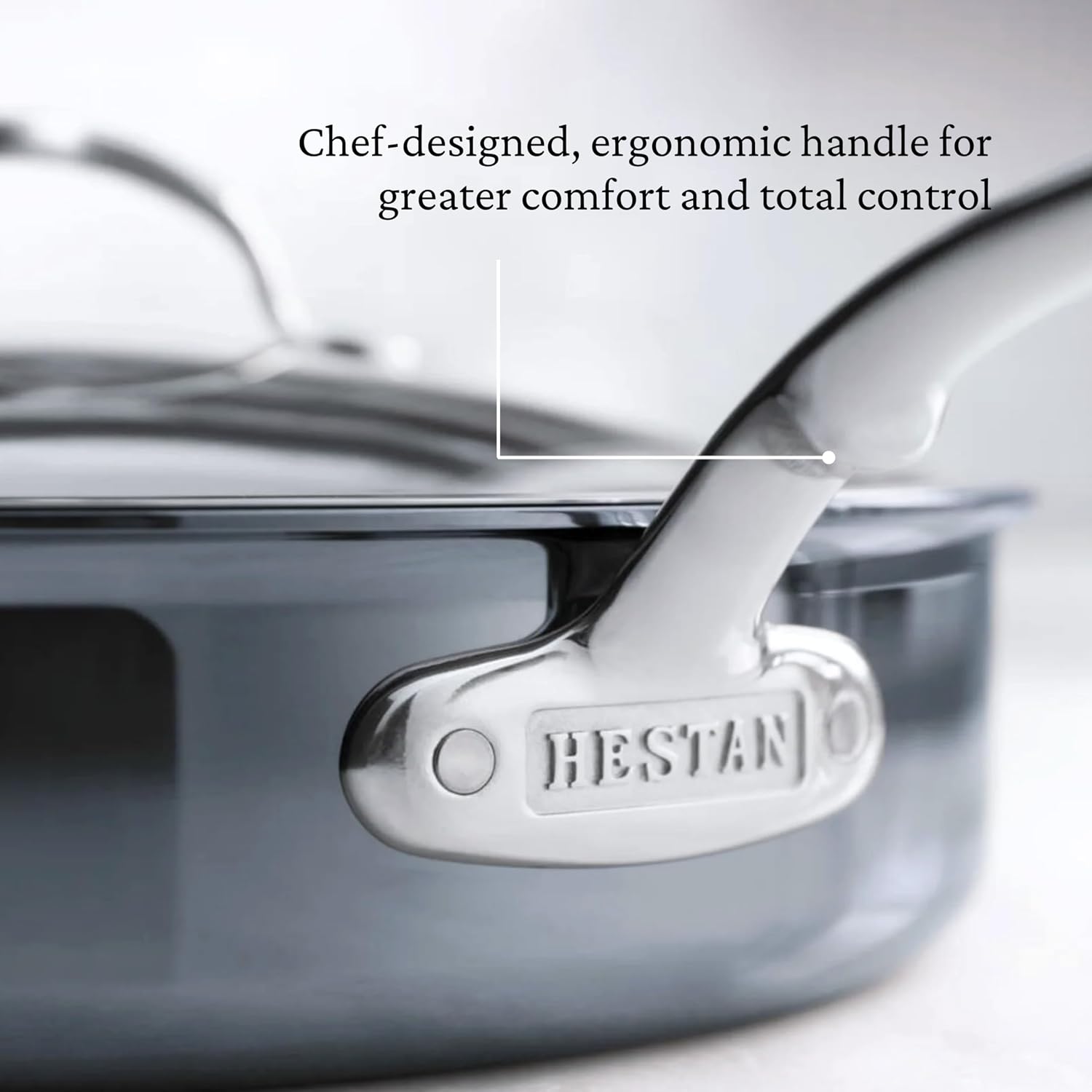 Hestan NanoBond Molecular Titanium Saute Pan with Lid, 3.5-Quart - PFAS-Free Stainless Steel, 4x Stronger, 1050°F Safe, Induction Compatible, Handcrafted Italy