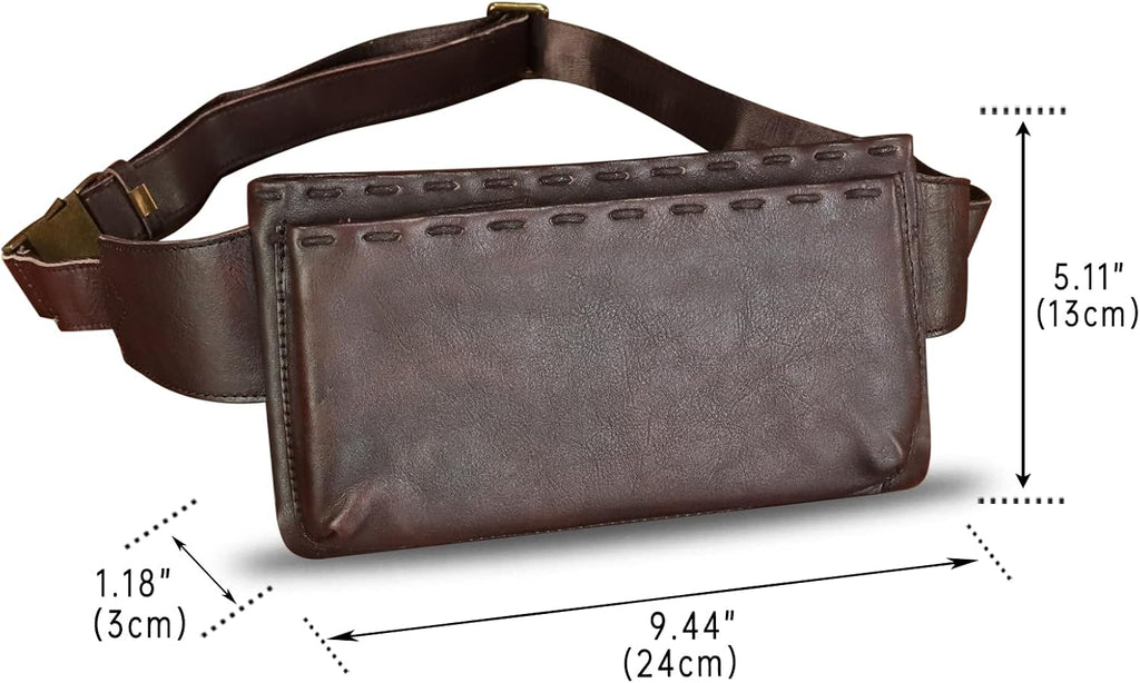 Genuine Leather Waist Bag Fanny Packs Hip Bag for Women and Men Real Leather Small Fanny Bag Sling Bag Crossbody Bags Chest Purses (Coffee)