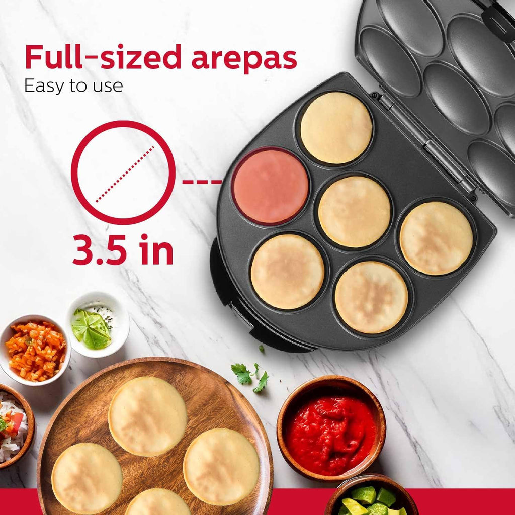 Holstein Housewares Non-Stick 6-Section Multi-Food Maker - Arepas,Mini Pancakes,Corncakes and More - Black,12 Inch,(Pack of 6)
