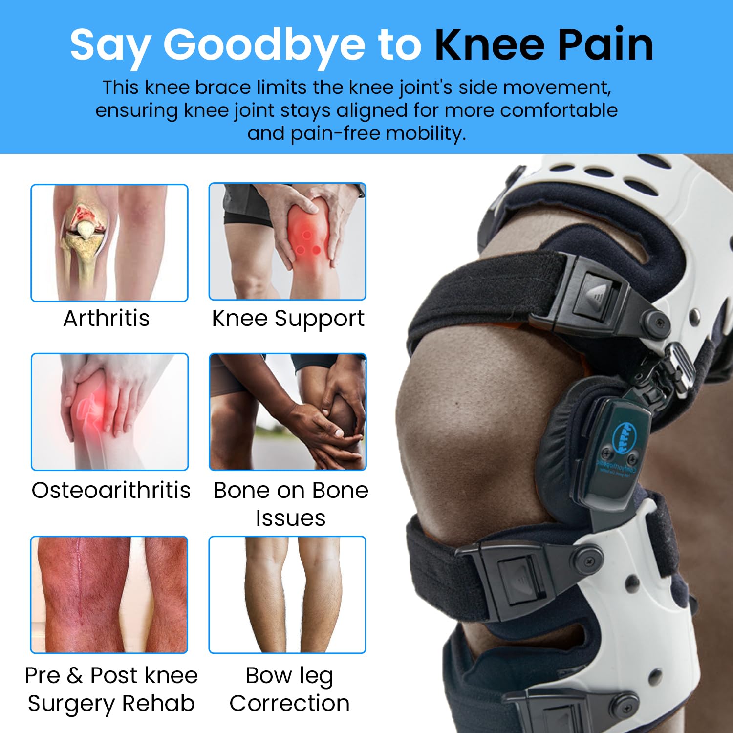 Comfyorthopedic UPGRADED OA Medial Unloader Knee Brace for Men and Women Osteoarthritis & Arthritis Pain Support, Bone on Bone Valgus Varus Joint Offlaoder L1851 L1843 Built-in Hex Key Plus Size Fit Up ot 32in