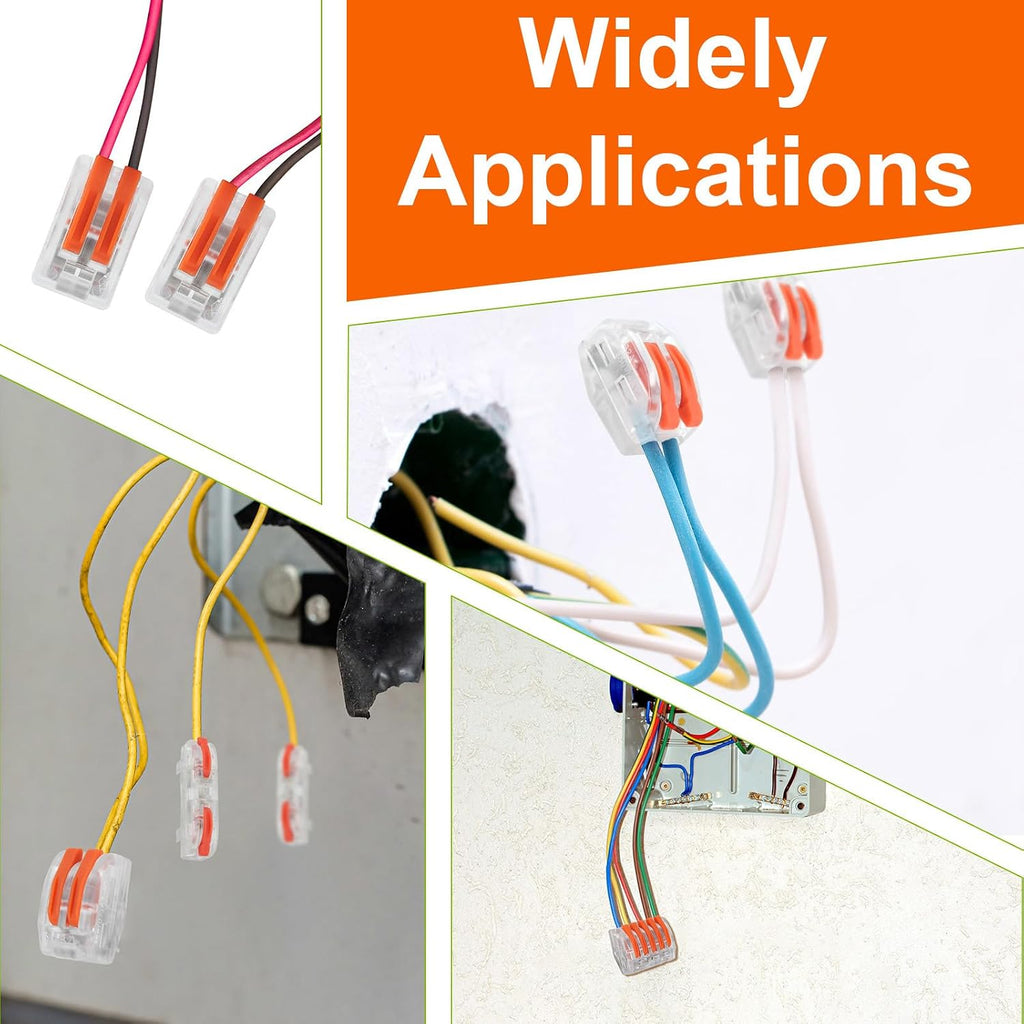 NineLeaf 120 Pcs Lever Wire Connectors Kit, 1/2/3/4/5 Port Combination, Push-in Electrical Wire Nuts AWG 28–12, Reusable Transparent Quick Connectors with Voltage Test Hole,9Set