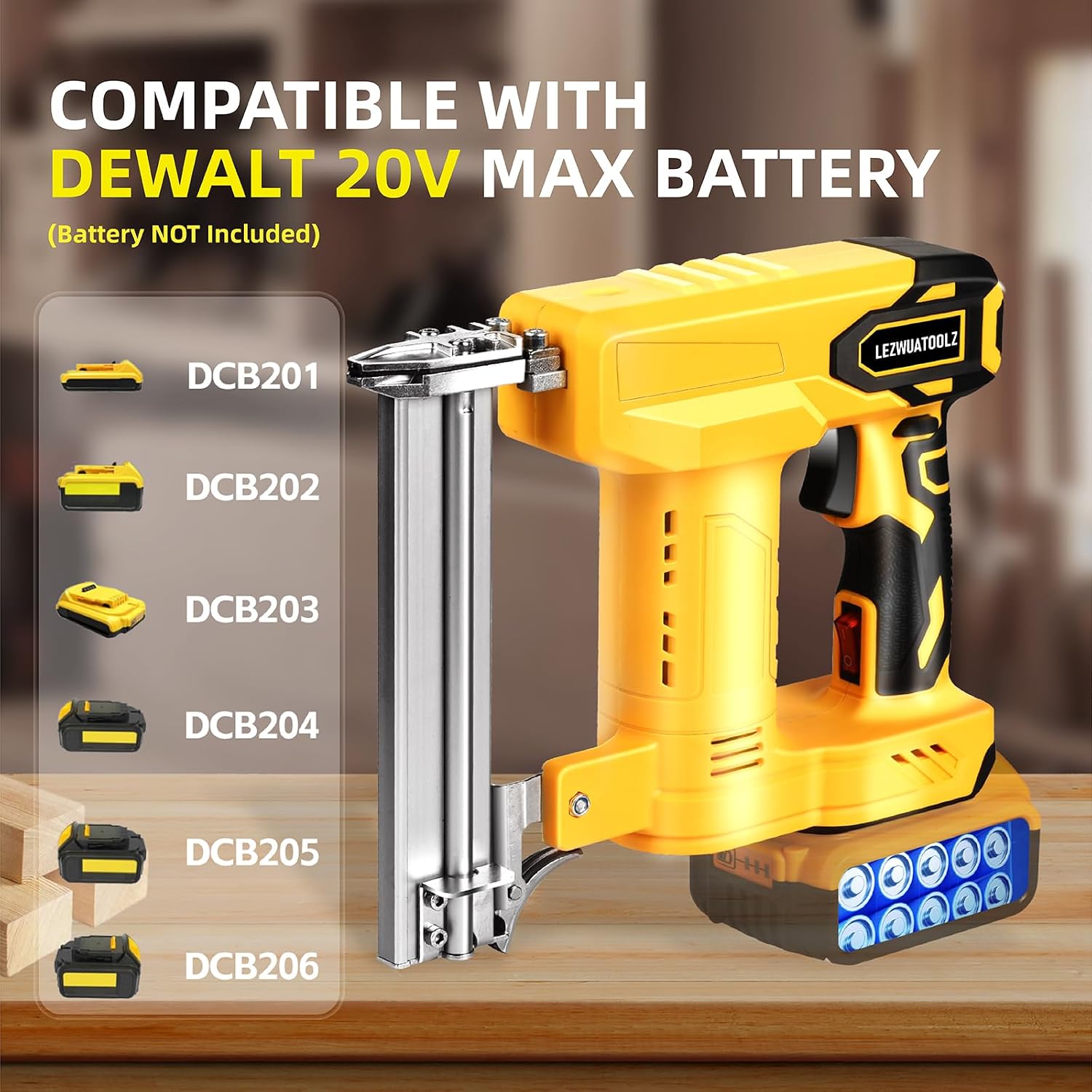 18GA Cordless Brad Nailer Compatible with Dewalt 20V MAX Battery, 5/8 to 1-1/4 Inch, 2 in 1 Brushless 18 Gauge Cordless Nail Gun with 2000pcs Nails/Staples for Wood Carpentry(Tools Only)